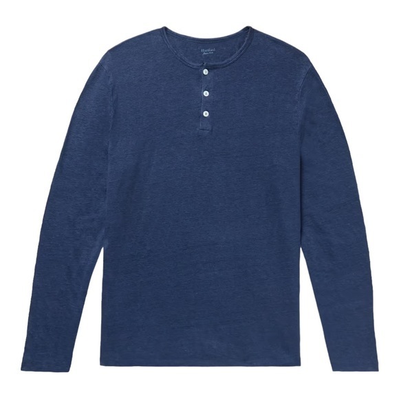 Hartford Other - Hartford slub navy linen henley t-shirt size L.